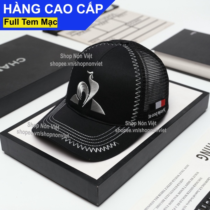 Mũ Lưỡi Trai Nón Kết Con Gà Chiến Kê Thêu Logo Nổi Màu Vải Kaki Cotton Màu Đen Phối Lưới Đen Form Đứng Thời Trang C