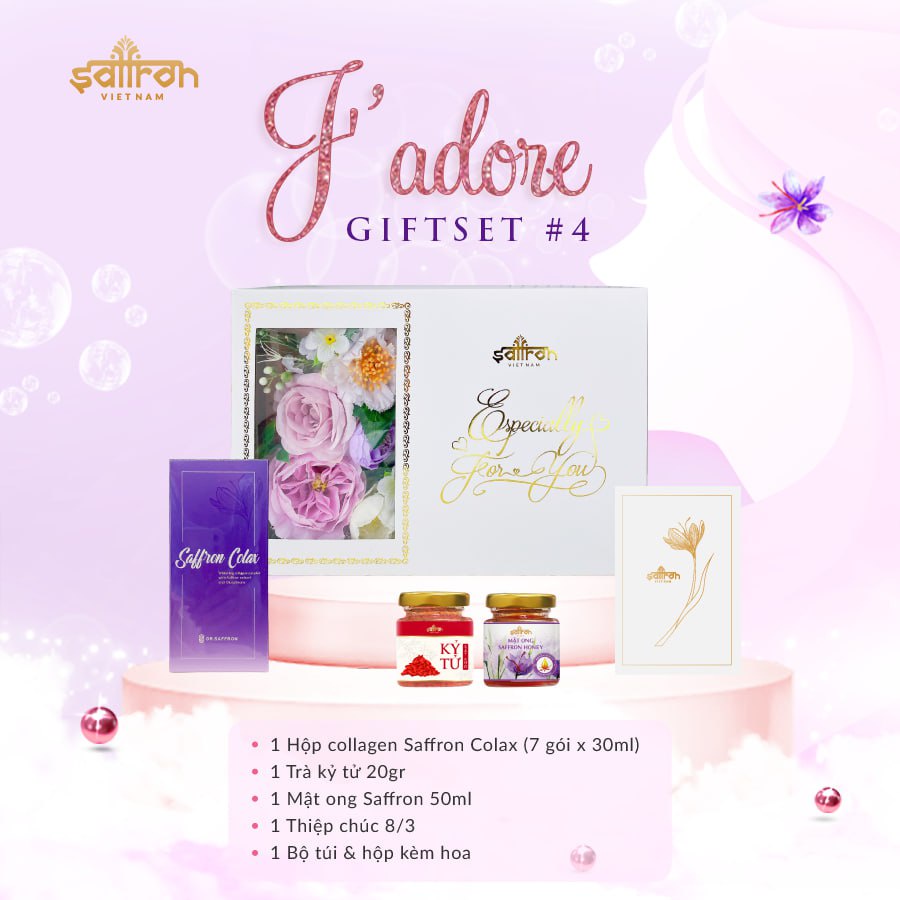 Set quà 8/3 Saffron Collagen Colax kèm mật ong ngâm saffron dưỡng da, ngăn ngừa lão hóa Saffron Việt Nam