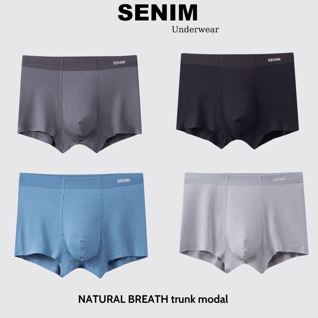 Quần boxer nam chất cotton gỗ sồi cao cấp, combo 3 quần sịp đùi nam chính hãng SENIM