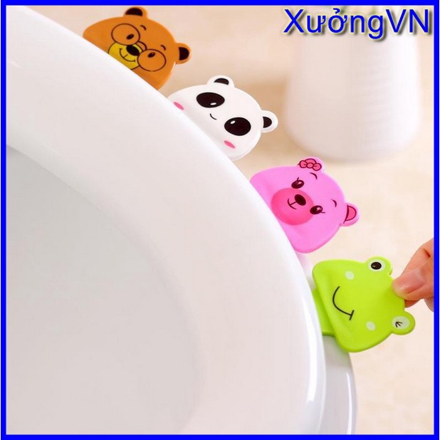 Miếng Dán Nâng Nhấc Đóng Mở Lật Nắp Bồn Cầu Họa Tiết Hoạt Hình - Dụng Cụ Tay Cầm Vệ Sinh Sạch Sẽ