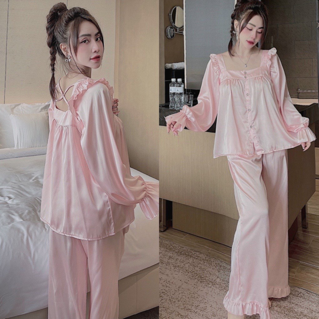 Đồ Ngủ tiểu thư cổ vuông hai dây chéo- Pyjama Nữ Freesize | BigBuy360 - bigbuy360.vn