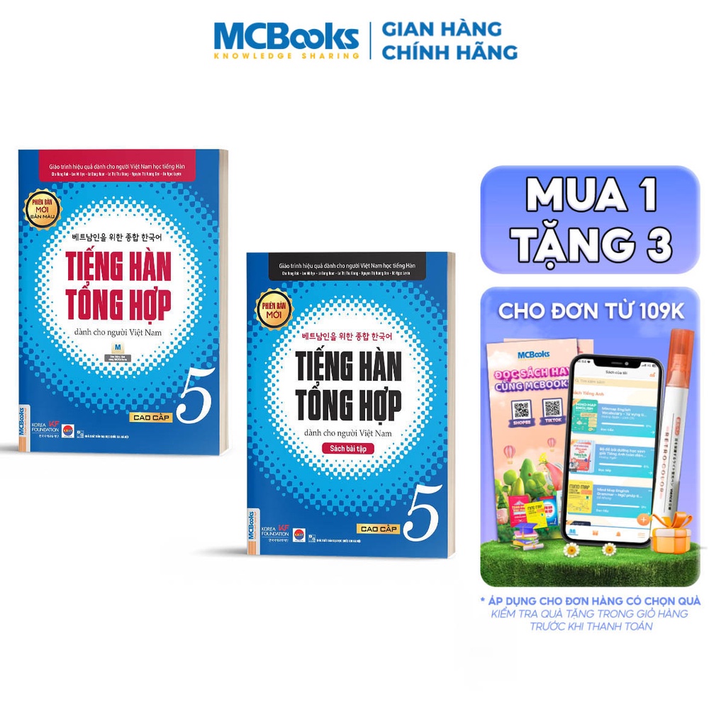 Sách - Combo Tiếng Hàn Tổng Hợp Dành Cho Người Việt Nam Cao Cấp 5 (Giáo trình và Sách Bài Tập)