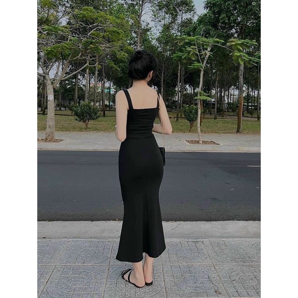 Chân Váy Đuôi Cá dáng dài màu đen phong cách Hàn Quốc cho nữ m614