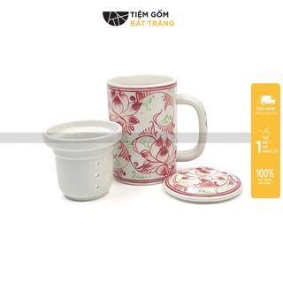Cốc lọc trà sứ ca cốc ủ lọc trà cốc cà phê có nắp dáng trụ vẽ tay nhiều mẫu sứ bát tràng