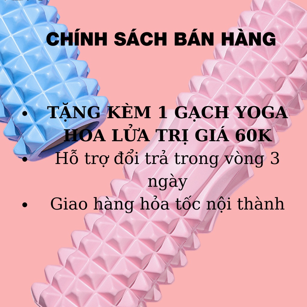 Con lăn Yoga Massage Foarm Roller MẪU CẢI TIẾN baoyen1010, ống trụ lăn xốp thể thao giãn cơ có gai roam rollet