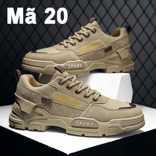Giày thể thao, giày thể thao nam, giày sneaker, giày da lộn màu be 5cm mã 20