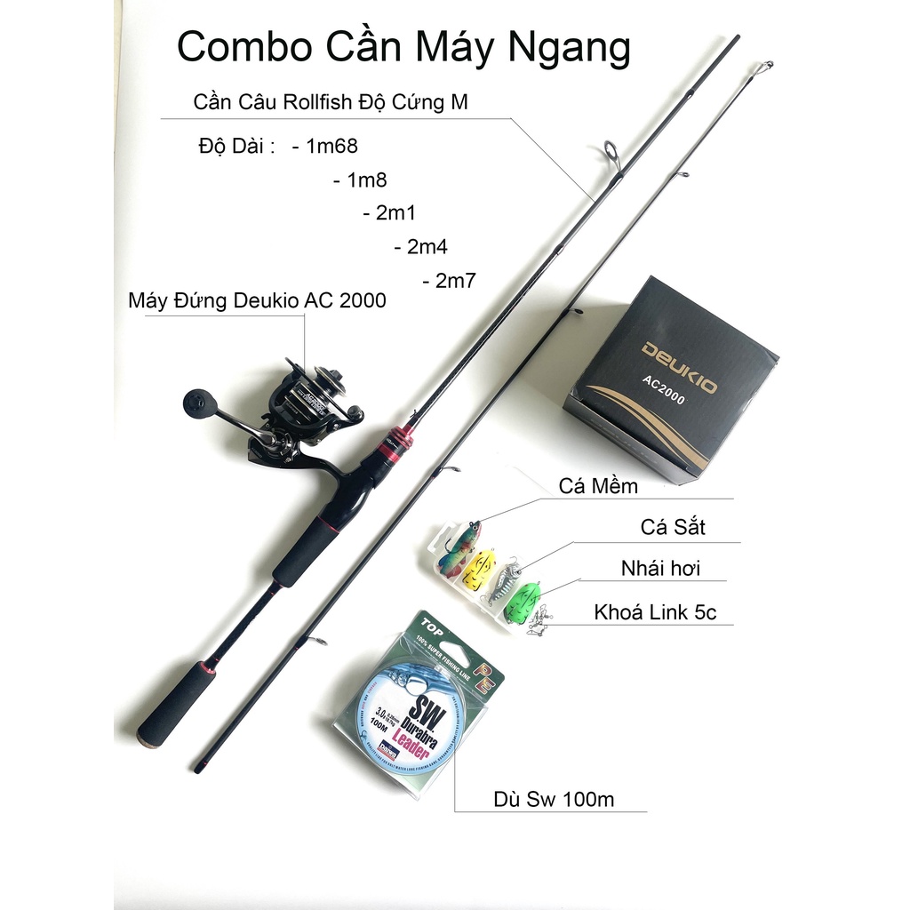 Bộ cần câu cá lure máy đứng đầy đủ size + Máy kim loại + dây câu lure + hộp mồi lure tải cá lớn