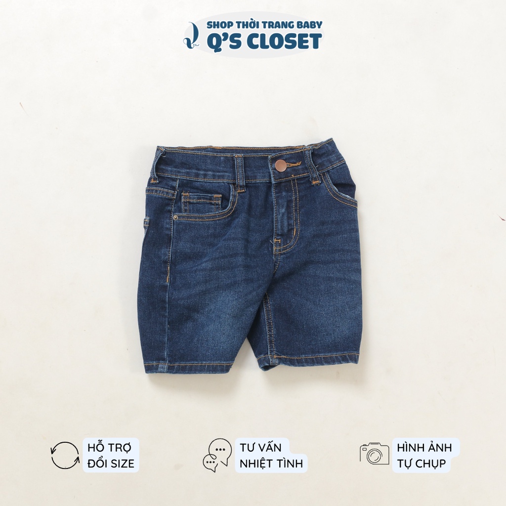 Quần short jean cho bé trai từ 14kg đến 36kg có độ co giãn, có tăng đơ