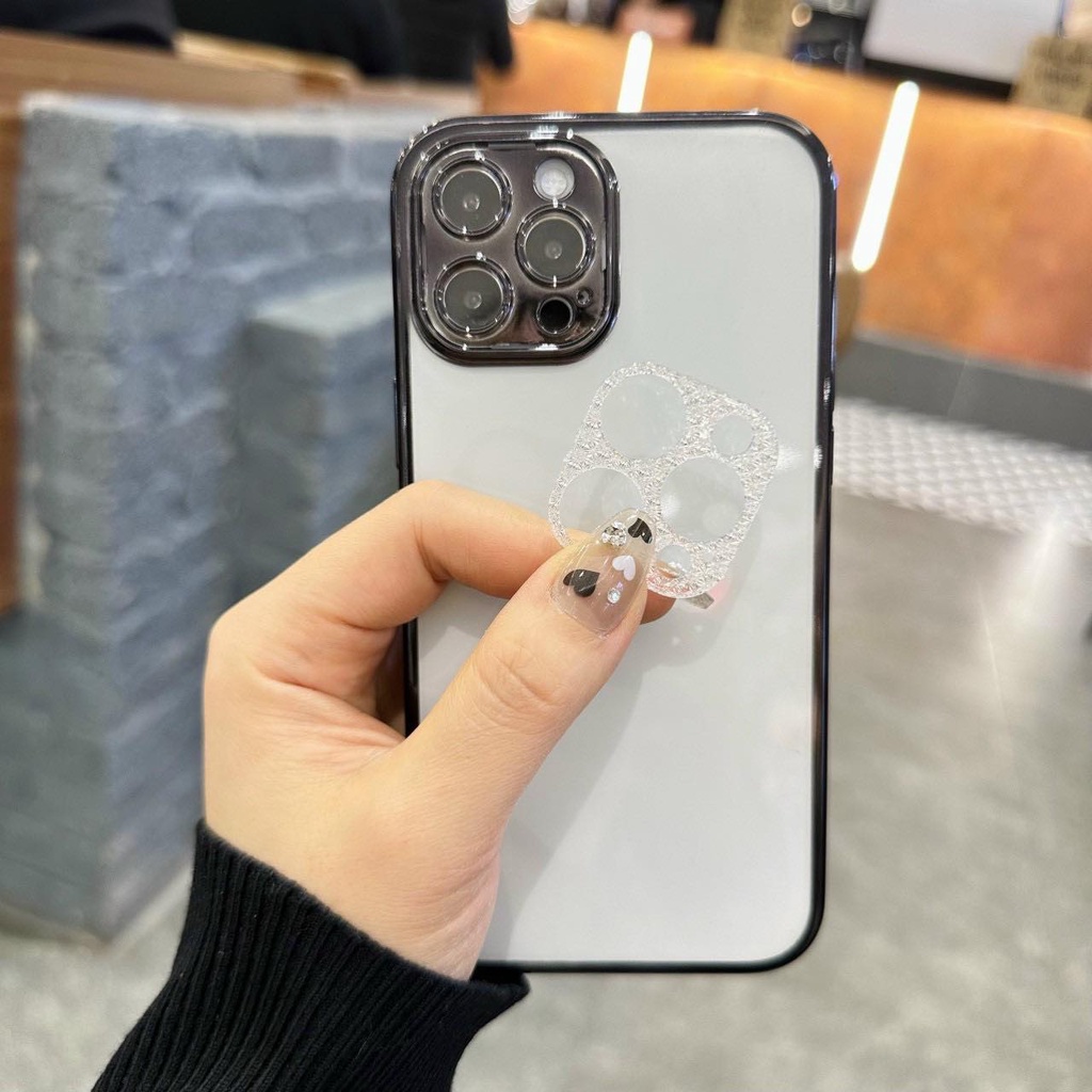 Ốp Điện Thoại cao cấp chống ố viền màu , Có Miếng Bảo Vệ camera nhũ Cho iPhone 13 12 11 Pro Max Promax XS Max XR X
