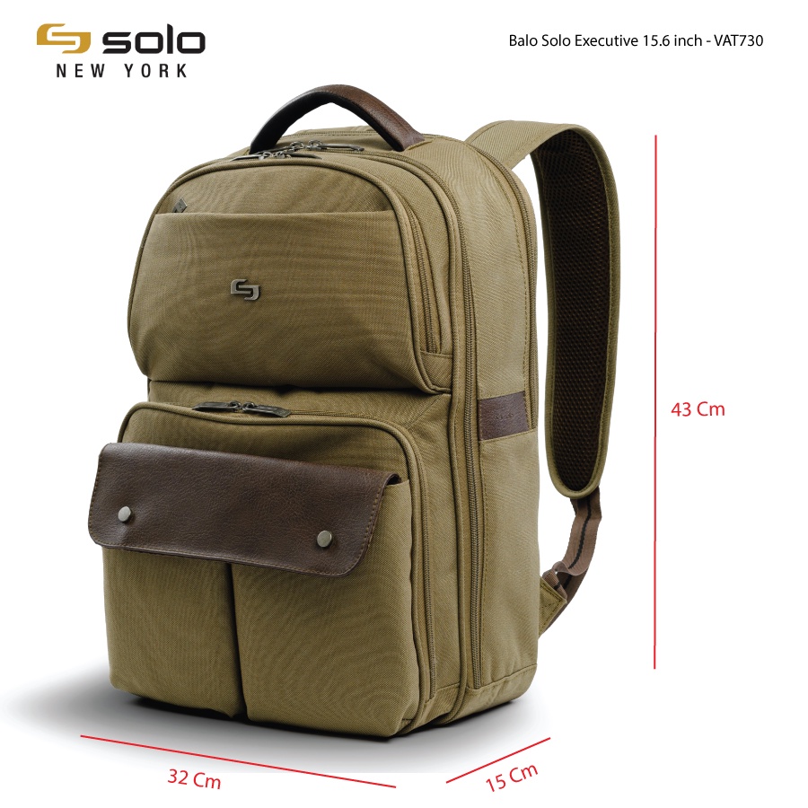 Balo Solo Executive 15.6 inch - Màu Nâu Coffe - Mã VTA730 - Bảo hành chính hãng 5 năm quốc tế