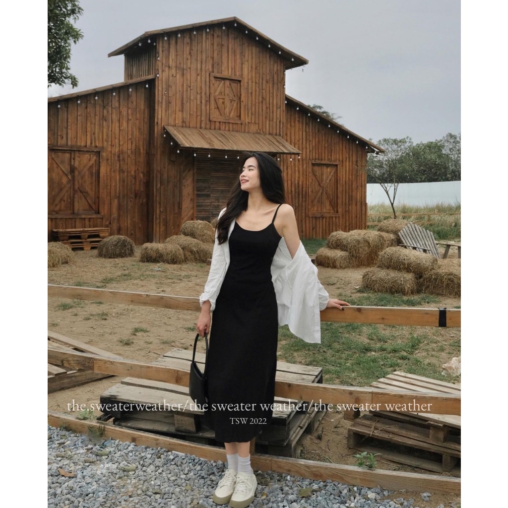 Váy maxi 2 dây dáng dài thun xòe co giãn