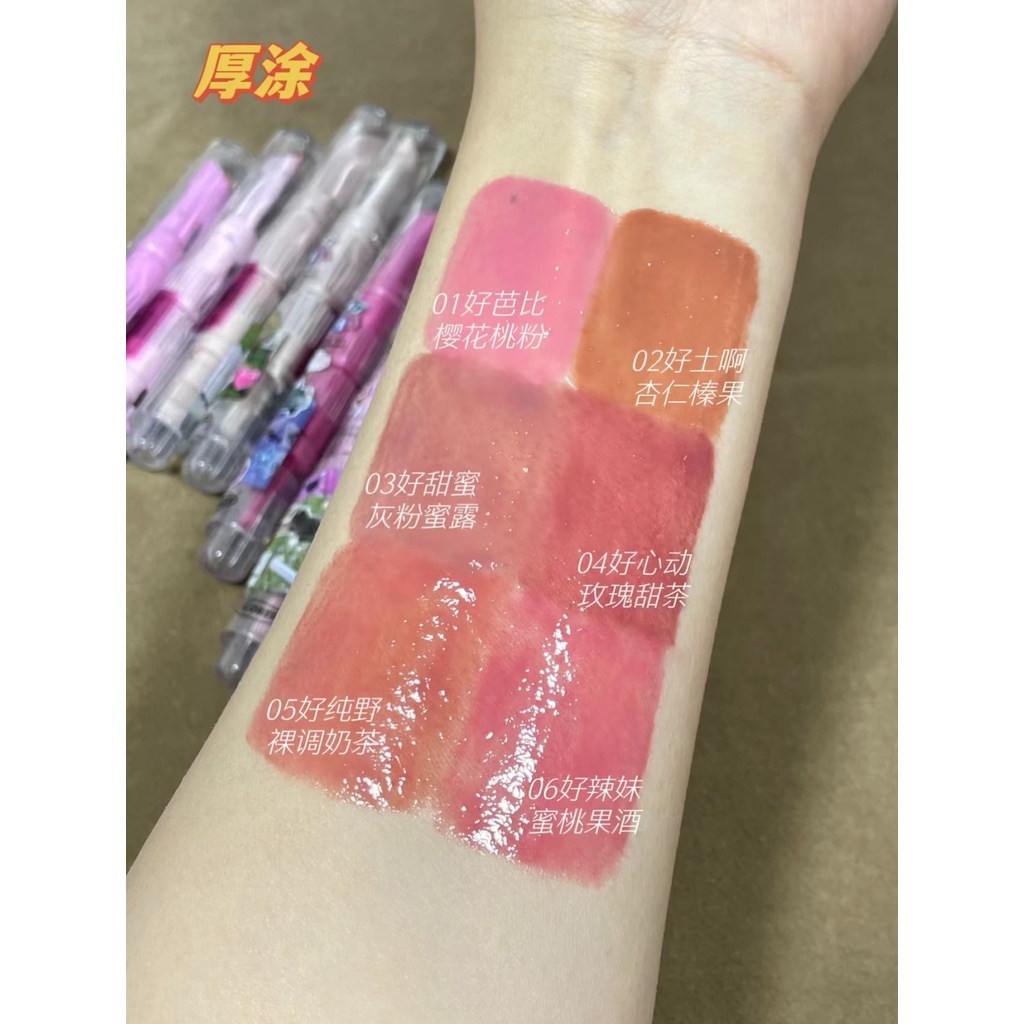 Flortte Son Bóng Dưỡng Ẩm Không Dính Màu Sắc Thời Trang