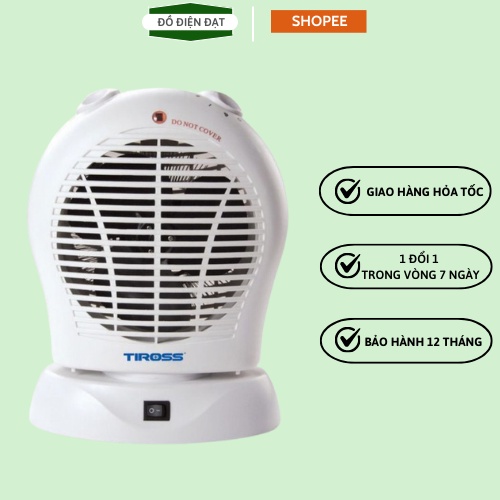 Quạt Sưởi Tiross, Quạt sưởi mini, Sưởi 2 Chiều Nóng Lạnh, Hàng Chính Hãng