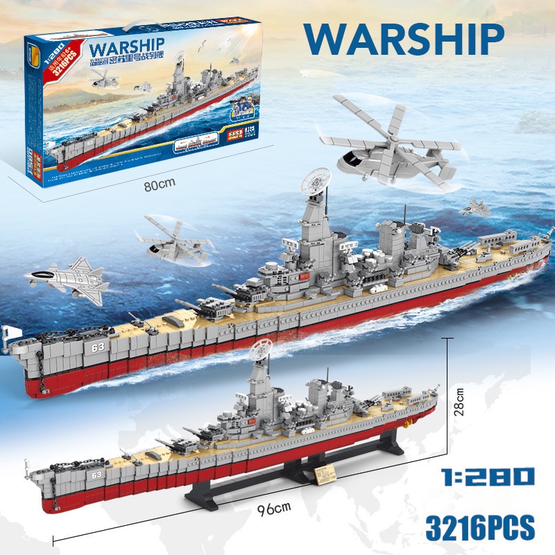 Bộ đồ chơi LEGO Tàu Chiến Mô Phỏng Chiến Hạm USS Missouri, đồ chơi LEGO cho bé trai nhiều chi tiết