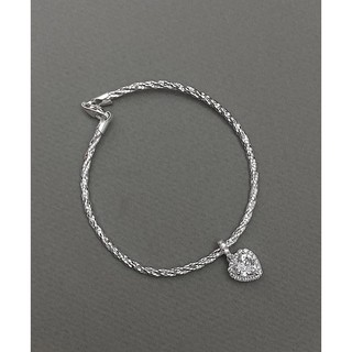 Vòng tay bạc HAS phối charm tim đá Cz 17cm