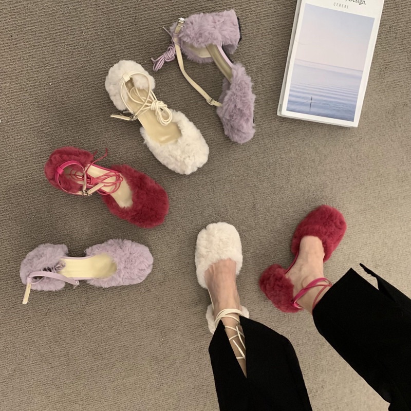 Guốc lông đế vuông quảng châu