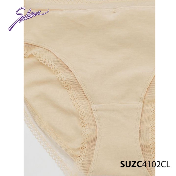 Quần Lót Lưng Vừa Vải Cotton Cao Cấp Màu Trơn Viền Ren Panty Zone By Sabina SUZC4102