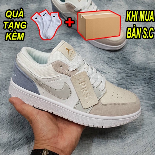 Giày_Jordan Low Paris, Giày JD Paris Xám Trắng Bản Chuẩn S.C, Đủ Size Nam Nữ+Full Box Bill
