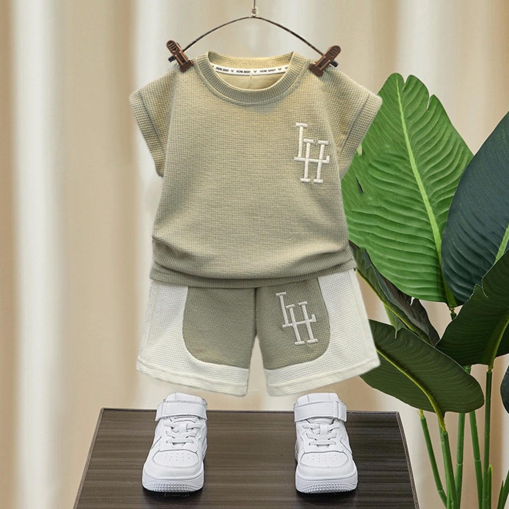 Đồ Bộ Bé Trai Sát Nách Chữ L.H Chất cotton cao cấp, Quần Áo Hè Cho Bé Từ 7-28kg KANGMIN KIDS