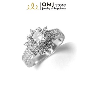QMJ Nhẫn bạc nữ Hoa Tuyết sang chảnh nạm đá tinh sảo dòng cao cấp ổ đá 5A lấp lánh - Q280