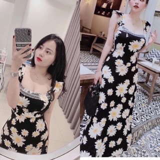 (40-60kg)Váy hoa cúc hai dây siêu dễ thương