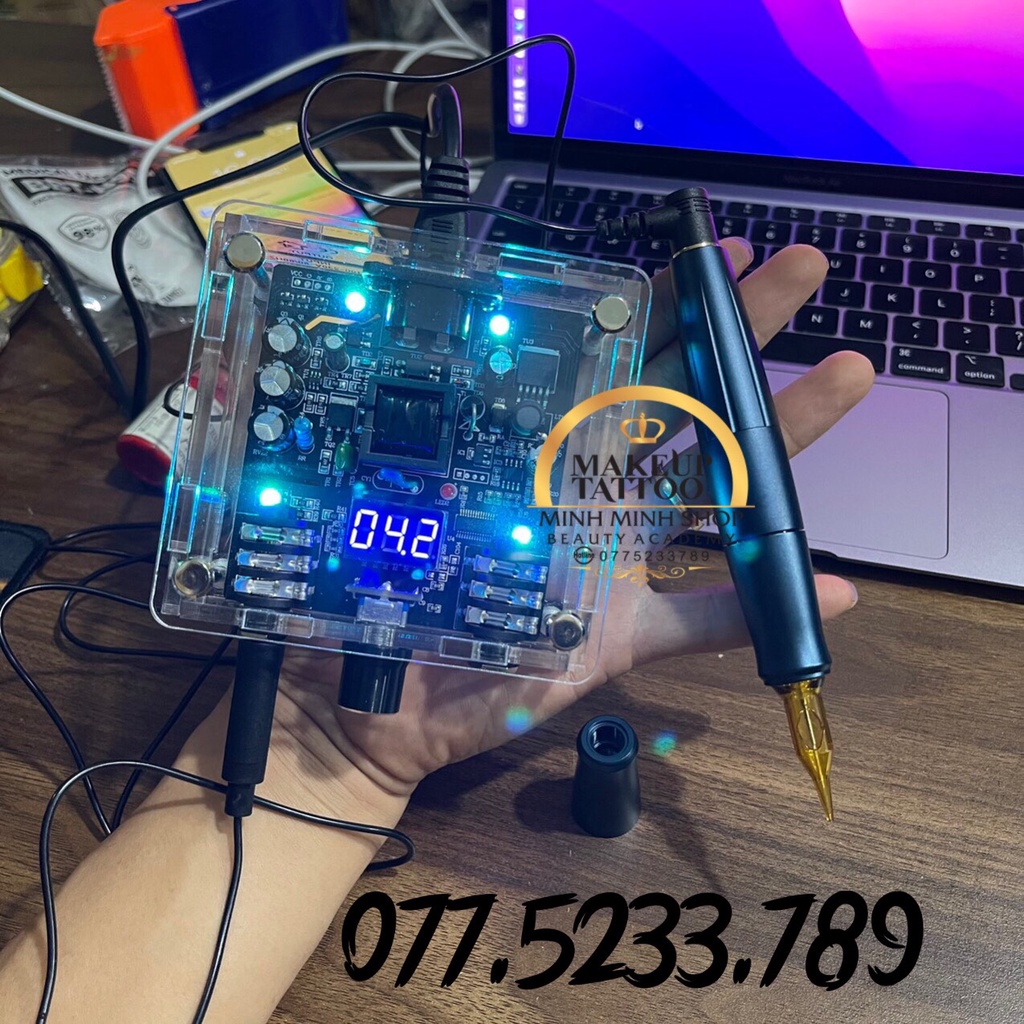 Máy Pen Mini Phun Mày Môi Mí, Tattoo,Máy Pen 2 Đầu Mini Chính Hãng