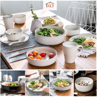 [LẺ] Bát đĩa sứ Wisdom phong cách Bắc Âu cao cấp họa tiết muối tiêu