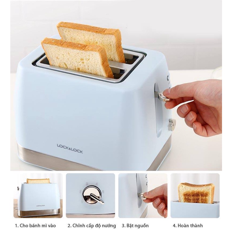Máy nướng bánh mì LocknLock EJB222BLK 850W - màu đen, EJB221BLU 700W - màu xanh