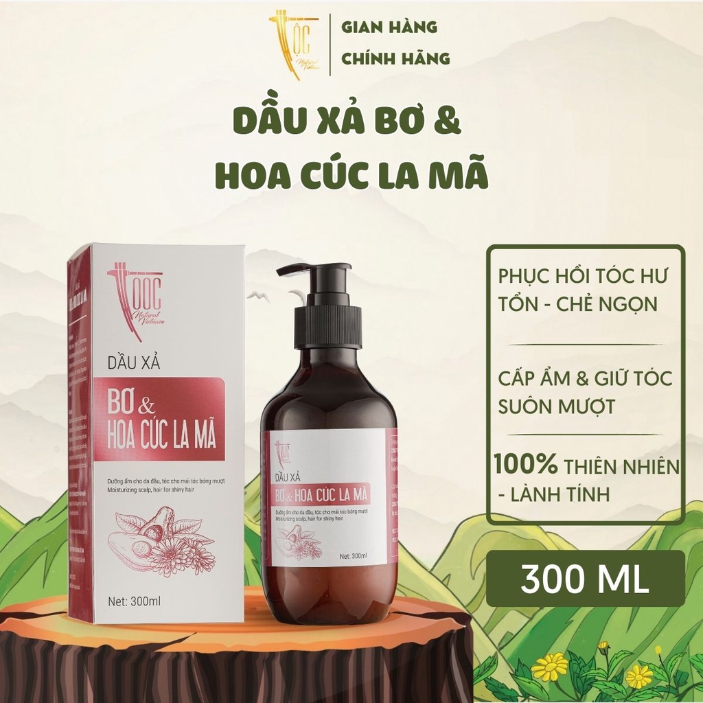 Combo chăm sóc toàn diện TỘC Natural Dầu gội, Dầu xả Bơ & Hoa cúc La Mã 300ml & Sữa tắm Mướp đắng tràm trà 300ml