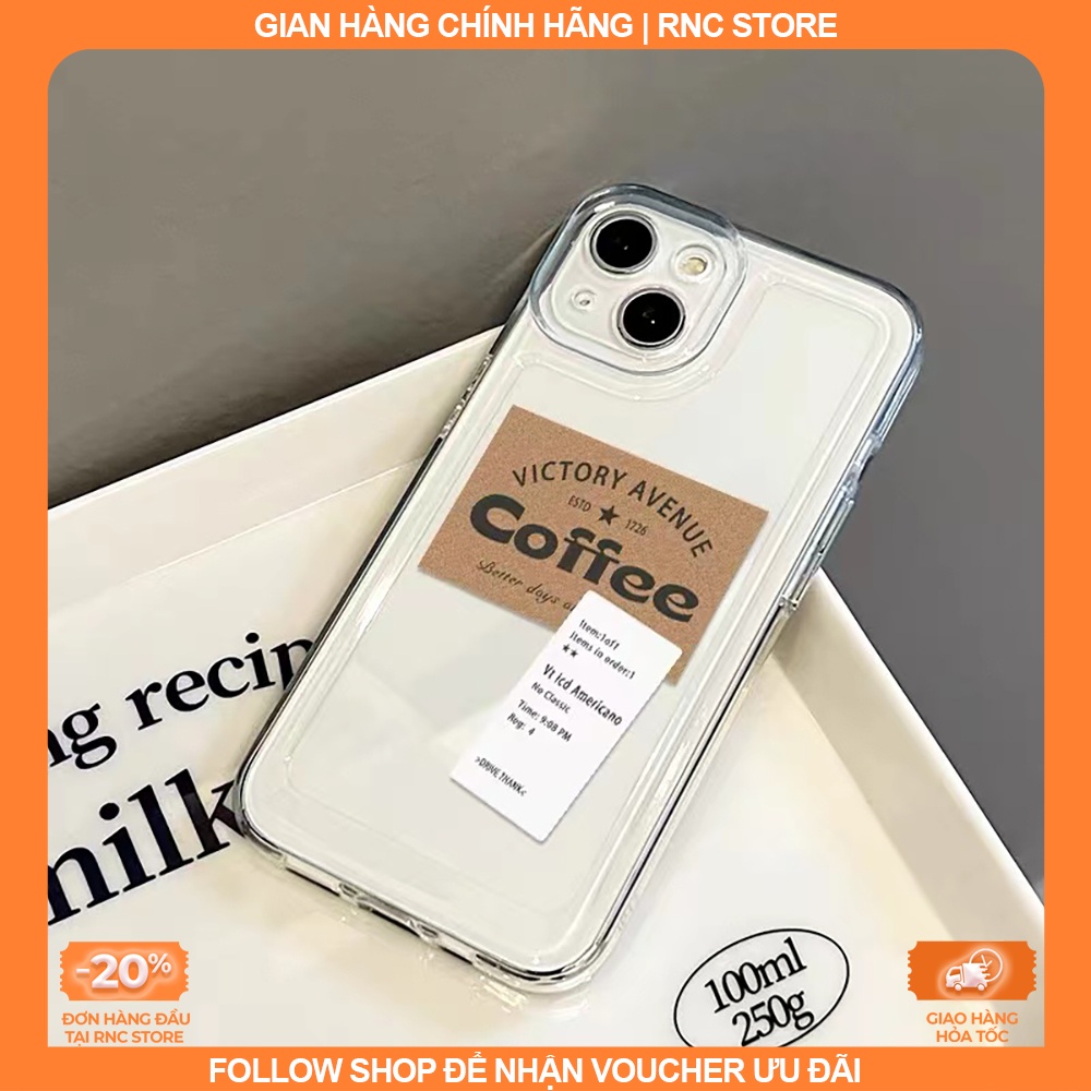 Ốp lưng Iphone X/XR/11 Pro/12/13 PM/14+/....dẻo trong Space viền camera hình Coffee