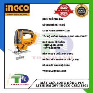 Máy cưa lọng dùng pin Lithium 20V INGCO CJSLI8501
