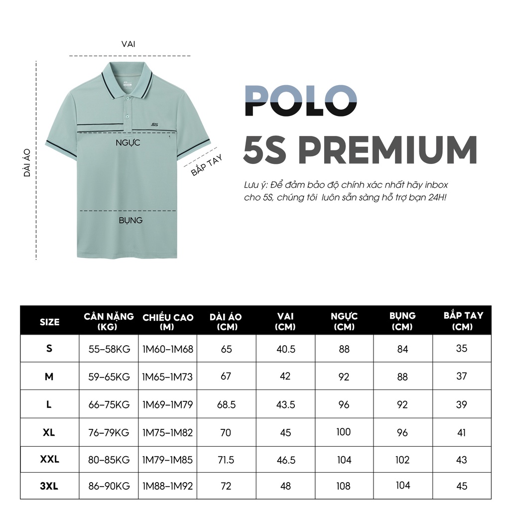 Áo Polo Nam 5S Premium, Chất Liệu Viscose Cao Cấp, Mềm Mịn, Thoáng Mát, Thiết Kế Viền Nổi Sọc Khỏe Khoắn (APC23030)