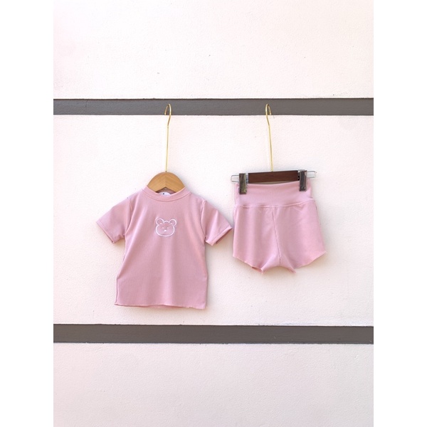 Bộ tăm thêu gấu, cạp cao bản to hàn quốc siêu xinh cho bé