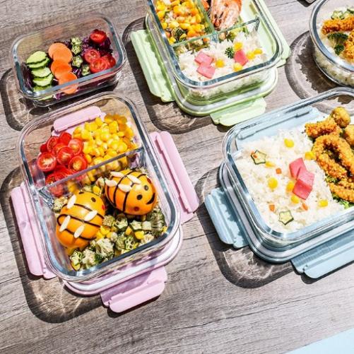 Hộp đựng cơm thủy tinh 1040MLcao cấp 3 ngăn cao cấp