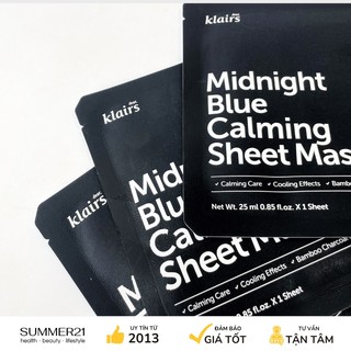 Mặt nạ làm dịu da, phục hồi dear klairs midnight blue calming sheet mask 25m