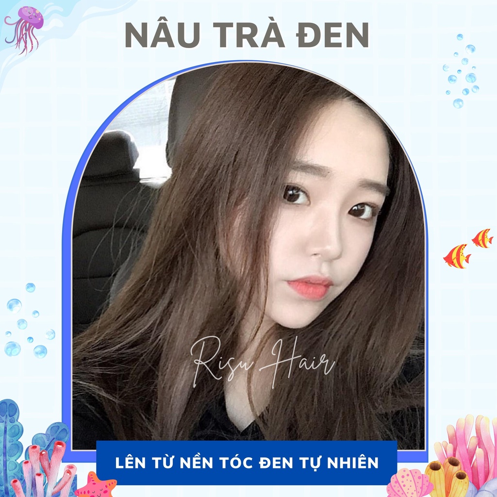 Thuốc Nhuộm Tóc Màu Nâu Trà Đen, Lên Từ Nền Đen Tự Nhiên, Không Tẩy - Risu Hair.