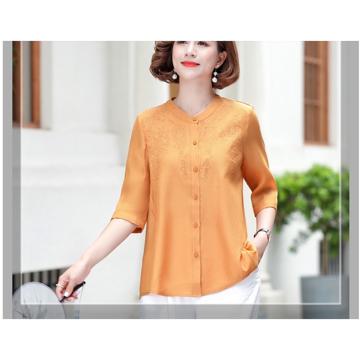 (HÀNG SẴN) Áo Sơ Mi Mùa Hè Mềm Mát Lịch Sự Cho Mẹ SM84 - Hàng Quảng Châu Cao Cấp