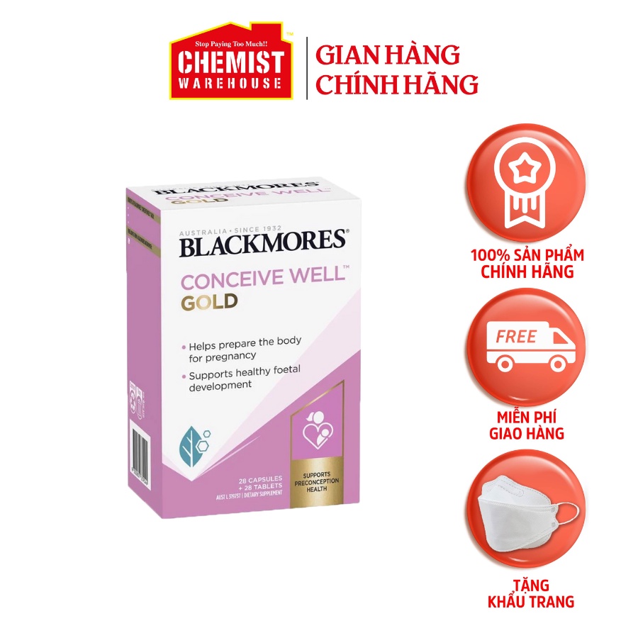 Viên uống tăng khả năng thụ thai, bổ trứng cho nữ giới Conceive Well Gold Blackmores Úc 56 viên