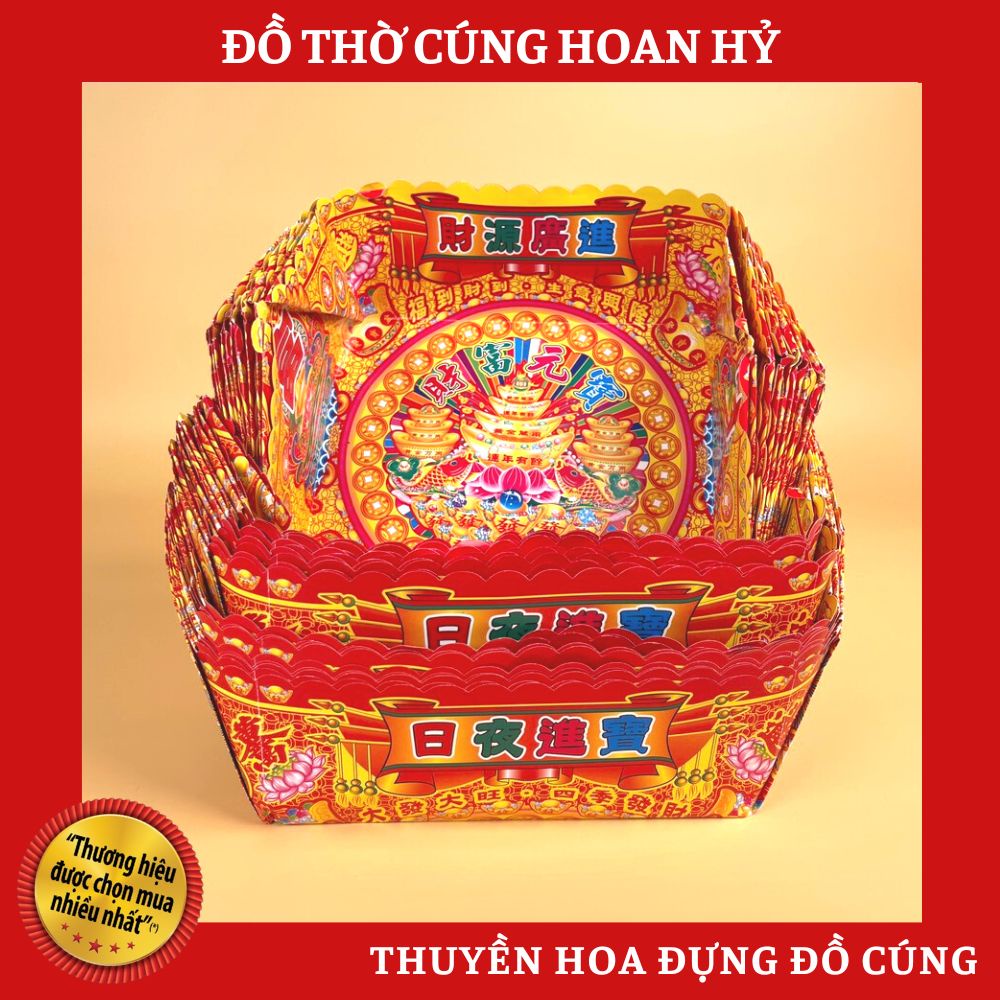 🙏 THUYỀN HOA Để Đồ Cúng Hàng Giấy Bóng Đẹp (Size LỚN) - Đồ Thờ Cúng Hoan Hỷ