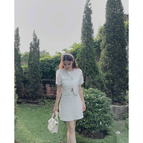 Hot hot 🔥 🔥 Set bộ gấm tiểu thư phối nơ ngực bộ đi chơi set bộ dạo phố đầm dự tiệc cực xinh cao cấp đẹp 🔥 🔥