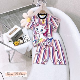 Set trang phục pijama đồ ngủ đồ bộ in 3D quần lửng thun lạnh thái Freesize