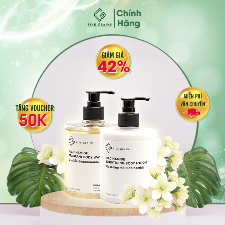 Combo sữa dưỡng thể, sữa tắm dưỡng trắng Niacinamide 500ml | BigBuy360 - bigbuy360.vn