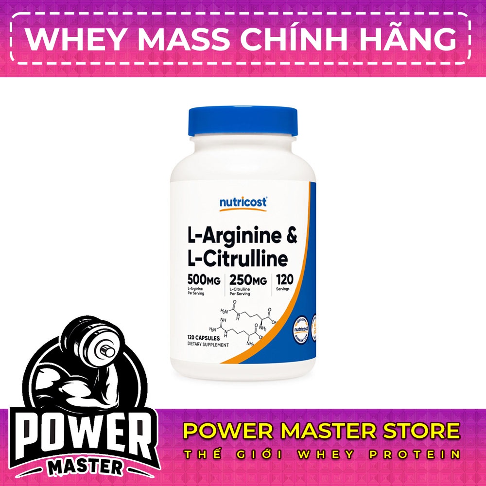 NUTRICOST L-ARGININE & L-CITRULLINE 120 VIÊN – Hỗ Trợ Tăng Sức Bền Và Năng Lượng