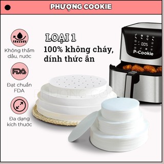 Xấp 400 tờ giấy nến cắt sẵn đục lỗ và không đục hình tròn dùng cho nồi chiên không dầu hoặc lót khuôn bánh