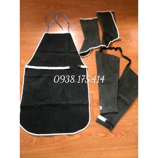 Set Yếm da + Ống chân da + Ống tay da hàn màu đen