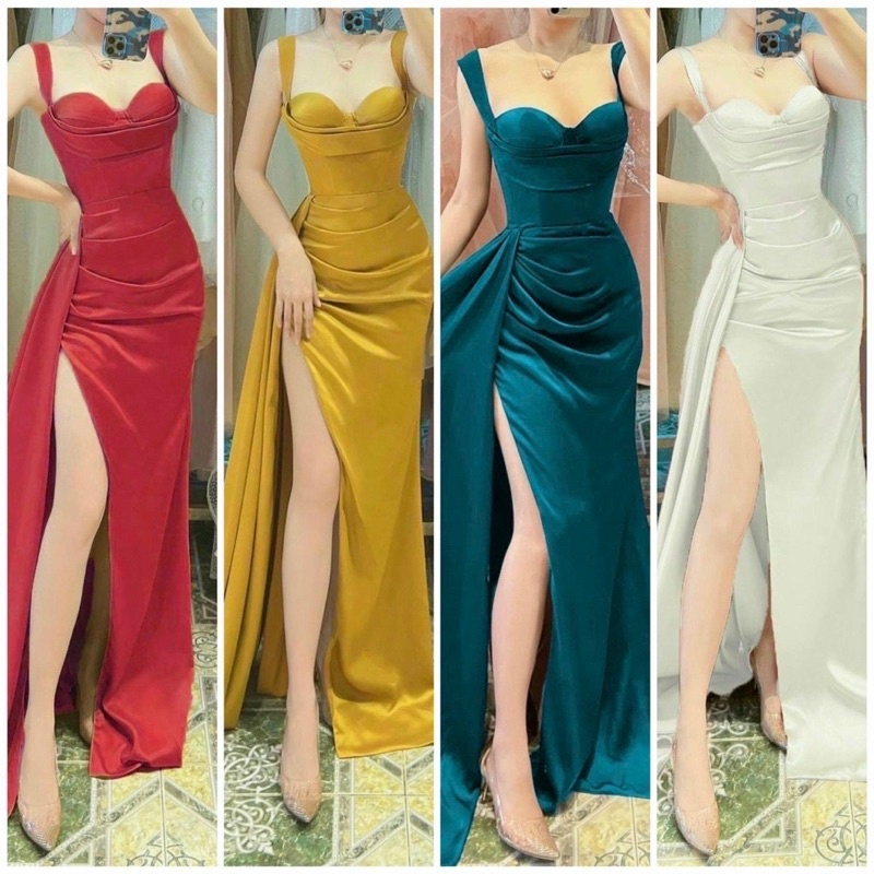 ĐẦM BODY 2 DÂY XẺ ĐÙI PHỐI TÀ