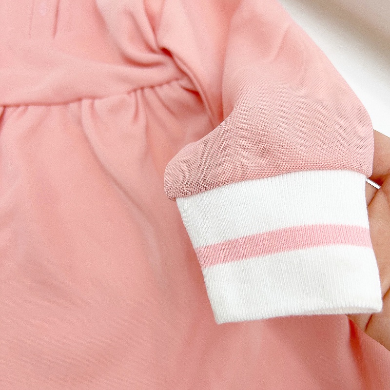 Váy Thun Dài Tay PoLo Cho Bé Gái Màu Hồng Dễ Thương Phù Hợp  - Mã 710