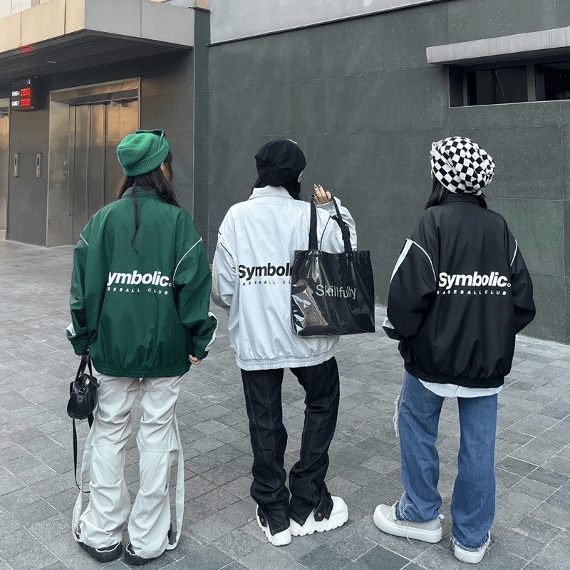 Áo Khoác Dù Nữ Cổ Trụ 2 Lớp 3 Màu Form Rộng Phối Sọc Tay Phong Cách Hàn Quốc NEW UNISEX