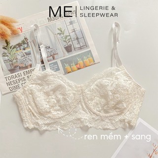 Áo lót ren có gọng không đệm 2 lớp trắng sữa gợi cảm sang trọng cao cấp Melingerie