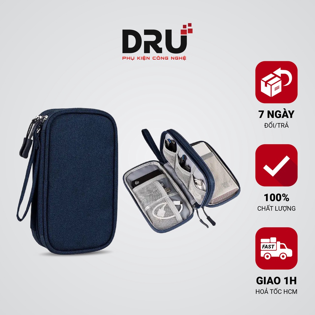 Túi Đựng Phụ Kiện Công Nghệ, Pin Sạc Dự Phòng, Điện Thoại, Cáp Sạc USB - Có Quai Cầm, Chống Nước, Nhiều Màu [FT2]